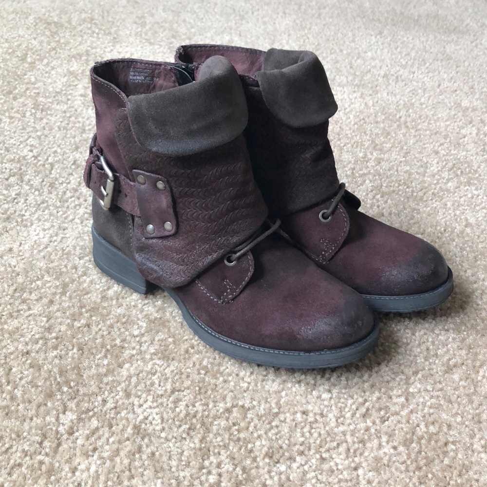 Miz Mooz leather distressed biker ankle boots